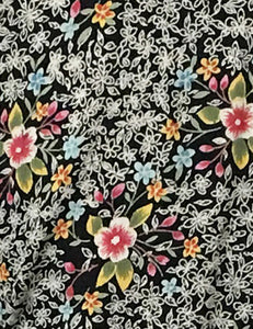 Black & Colorful Ragtime Floral Print Biba Wrap Top