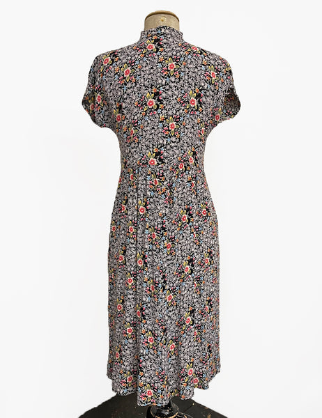 Colorful Ragtime Floral Retro Georgie Pullover Dress