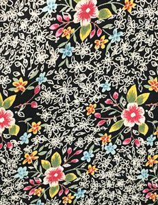Black Ragtime Floral Print Ruffle Fitted Femme Blouse