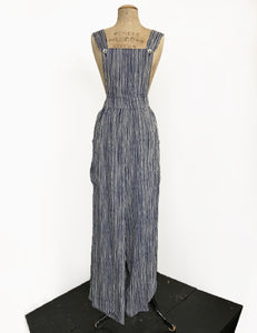 Navy & White Railroad Stripe Retro Rosie 1940s Style Bib Overalls