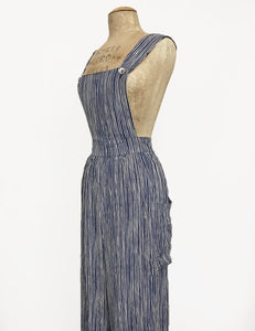 Navy & White Railroad Stripe Retro Rosie 1940s Style Bib Overalls