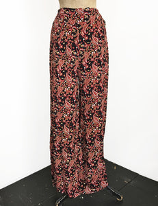 Black & Red Paisley Print High Waisted Palazzo Pants - FINAL SALE