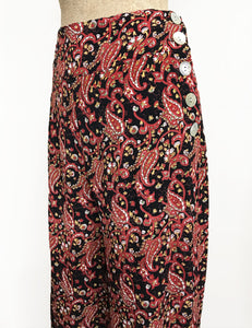 Black & Red Paisley Print High Waisted Palazzo Pants - FINAL SALE