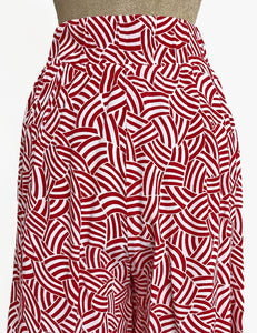 Red Deco Waves High Waist Retro Shorts