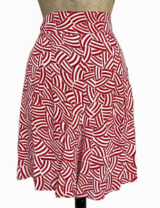 Red Deco Waves High Waist Retro Shorts