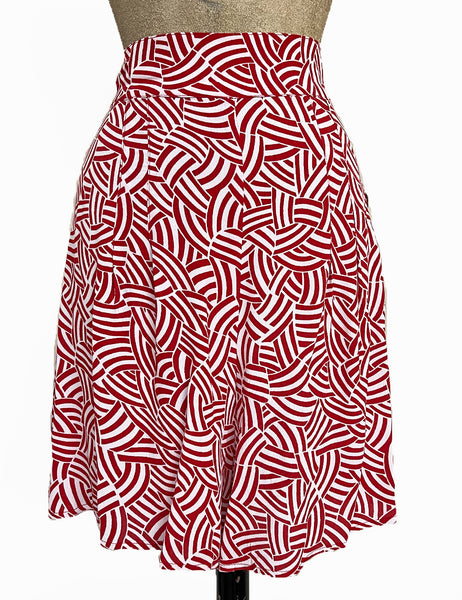 Red Deco Waves High Waist Retro Shorts