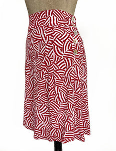 Red Deco Waves High Waist Retro Shorts