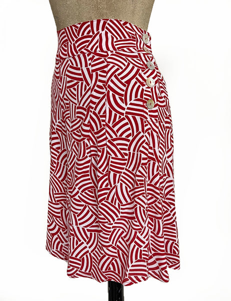 Red Deco Waves High Waist Retro Shorts