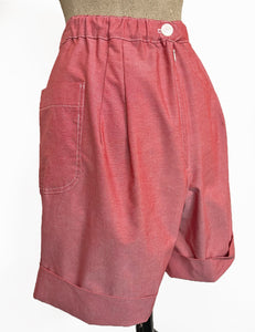 FINAL SALE - Scout for Loco Lindo - Red Denim Chambray 1940s Style Woodland Walking Short