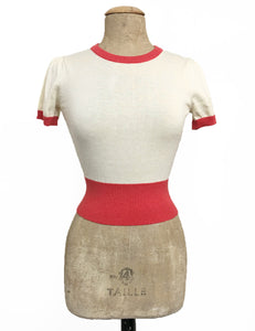 Strawberries & Cream 1940s Style Eve Knit Sweater Top