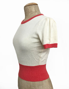Strawberries & Cream 1940s Style Eve Knit Sweater Top