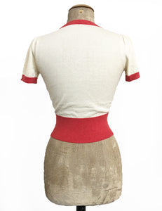 Strawberries & Cream 1940s Style Eve Knit Sweater Top