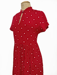 Red Floral Polka Dot Retro Georgie Pullover Dress