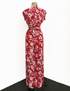 FINAL SALE - Red Hot Copacabana Vintage Inspired High Waist Palazzo Pants