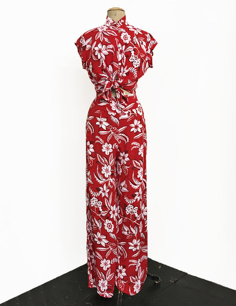 FINAL SALE - Red Hot Copacabana Vintage Inspired High Waist Palazzo Pants