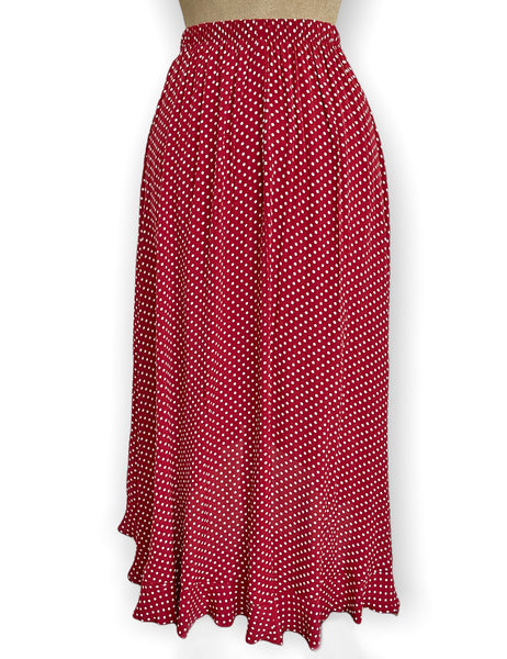 Red Hot Polka Dot Faux Ruffle Wrap Barcelona Skirt