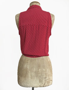 Red Hot Polka Dot Retro Sleeveless Button Up Sally Top