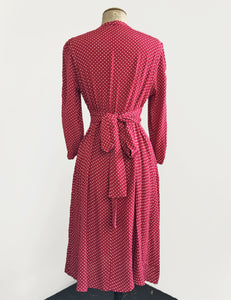 Red Hot Polka Dot 3/4 Sleeve Retro 40s Dress