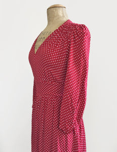 Red Hot Polka Dot 3/4 Sleeve Retro 40s Dress