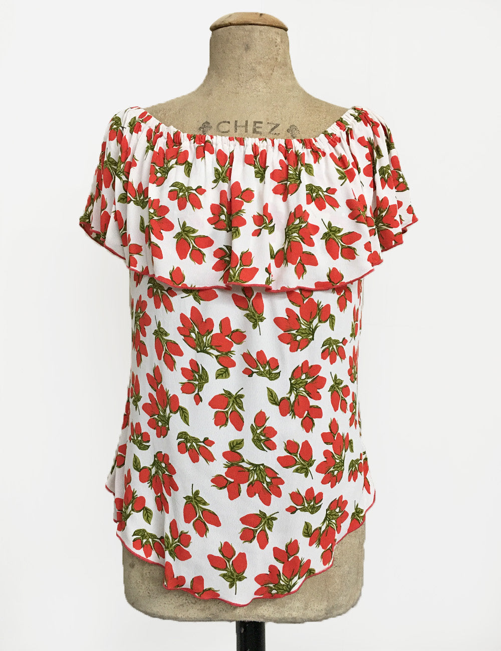 Red Rosebud Ruffle Top Dolores Peasant Blouse - FINAL SALE
