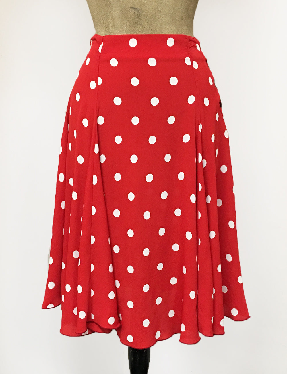 Red & White Big Polka Dot Venice Beach Balboa Circle Swing Skirt