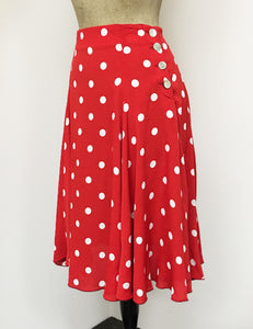Red & White Big Polka Dot Venice Beach Balboa Circle Swing Skirt