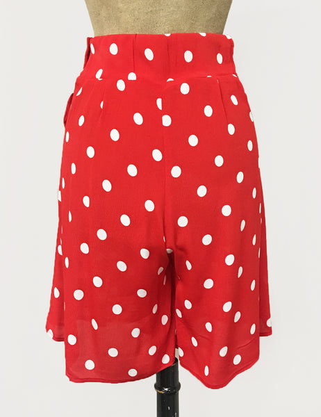 Vintage Inspired Red & White Big Polka Dot High Waisted Shorts - FINAL SALE