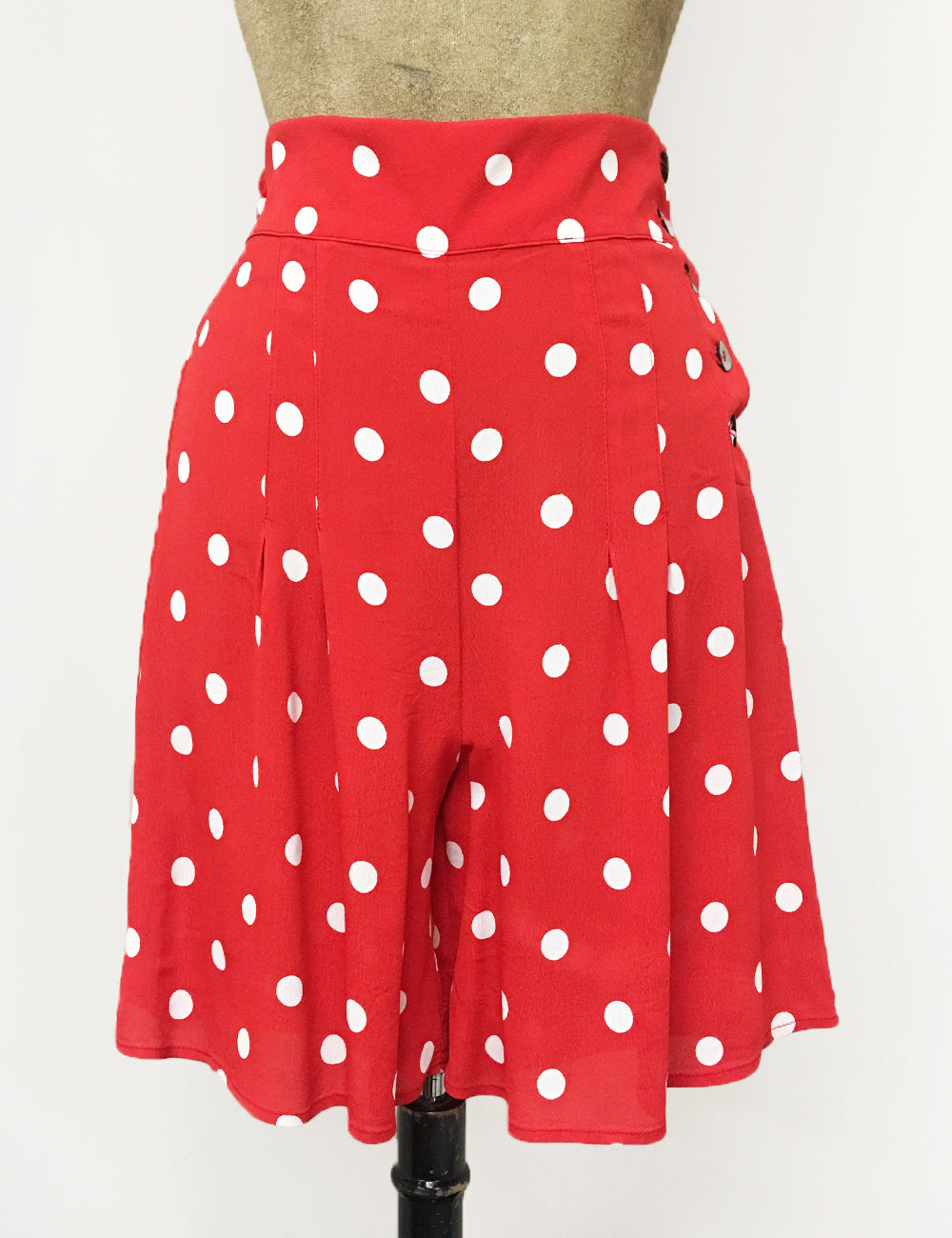 Vintage Inspired Red & White Big Polka Dot High Waisted Shorts - FINAL SALE