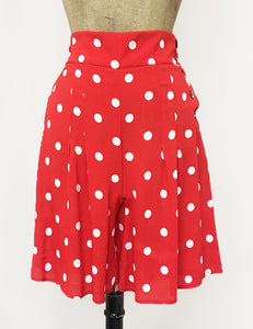 Vintage Inspired Red & White Big Polka Dot High Waisted Shorts - FINAL SALE