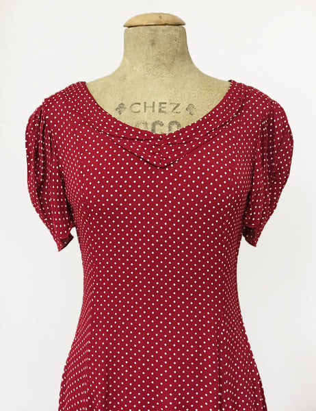 Red & White Polka Dot 1930s Venice Beach Balboa Swing Dress
