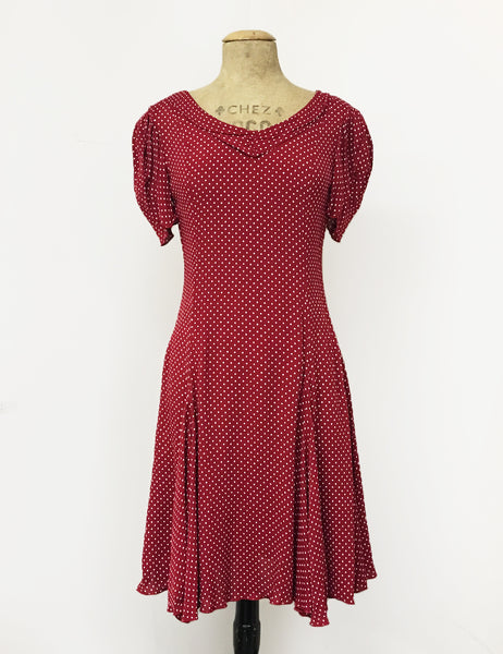 Red & White Polka Dot 1930s Venice Beach Balboa Swing Dress
