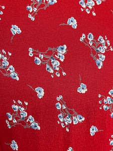 Red & Blue Floral 1940s Style Vintage Day Dress