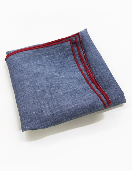 Chambray & Red Square Hair & Neck Scarf