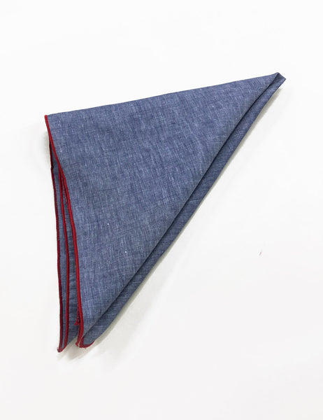 Chambray & Red Square Hair & Neck Scarf
