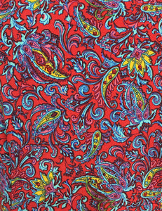FINAL SALE - Red Colorful Paisley Print Retro 1940s Style High Waisted Palazzo Pants