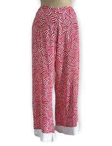 FINAL SALE - Red Deco Waves 1930s Style Louise Lounge Capri Pant