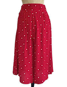 Red Floral Dot High Waisted Wide Leg Retro Culottes