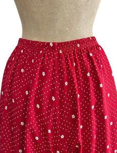 FINAL SALE - Red Floral Dot Retro Ruffle Hem Shorts