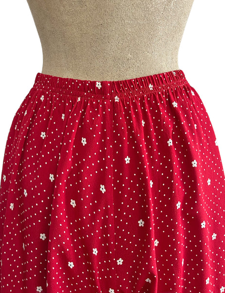 FINAL SALE - Red Floral Dot Retro Ruffle Hem Shorts