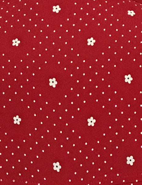 Red Floral Dot High Waisted Wide Leg Retro Culottes