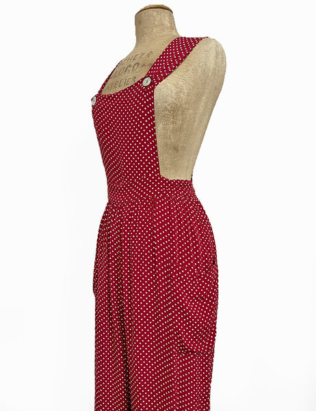Red Hot Polka Dot 1940s Style Rosie Bib Overalls