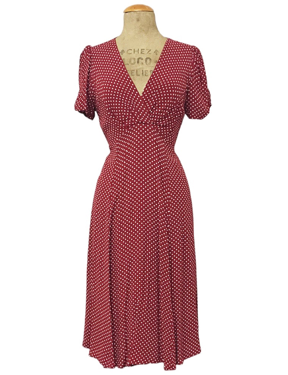 Red Polka Dot Retro Knee Length Rita Dress