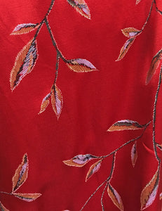 FINAL SALE - 1940s Inspired Red Printed Satin Cascade Wrap Dress