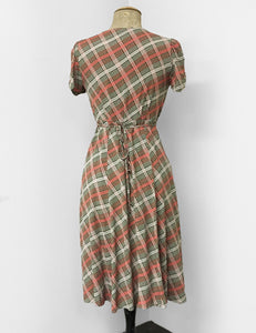 Peach & Green Plaid Vintage Inspired Rita Dress