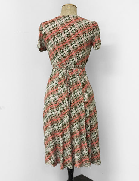 Peach & Green Plaid Vintage Inspired Rita Dress