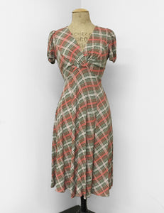 Peach & Green Plaid Vintage Inspired Rita Dress