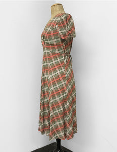 Peach & Green Plaid Vintage Inspired Rita Dress