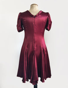 Ruby Red Satin 1930s Venice Beach Balboa Swing Dress