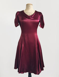 Ruby Red Satin 1930s Venice Beach Balboa Swing Dress