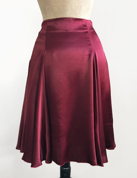 Ruby Red Satin Venice Beach Balboa Circle Swing Skirt